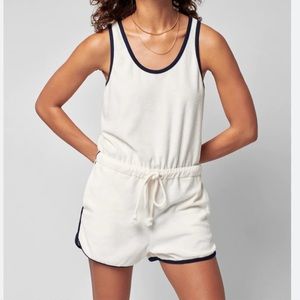 Faherty White and Black Trim Romper